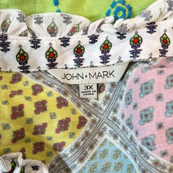NWOT John Mark Embroidered Woven Multi Patchwork Tunic Top Blouse Shirt Size 3X - Picture 8 of 13
